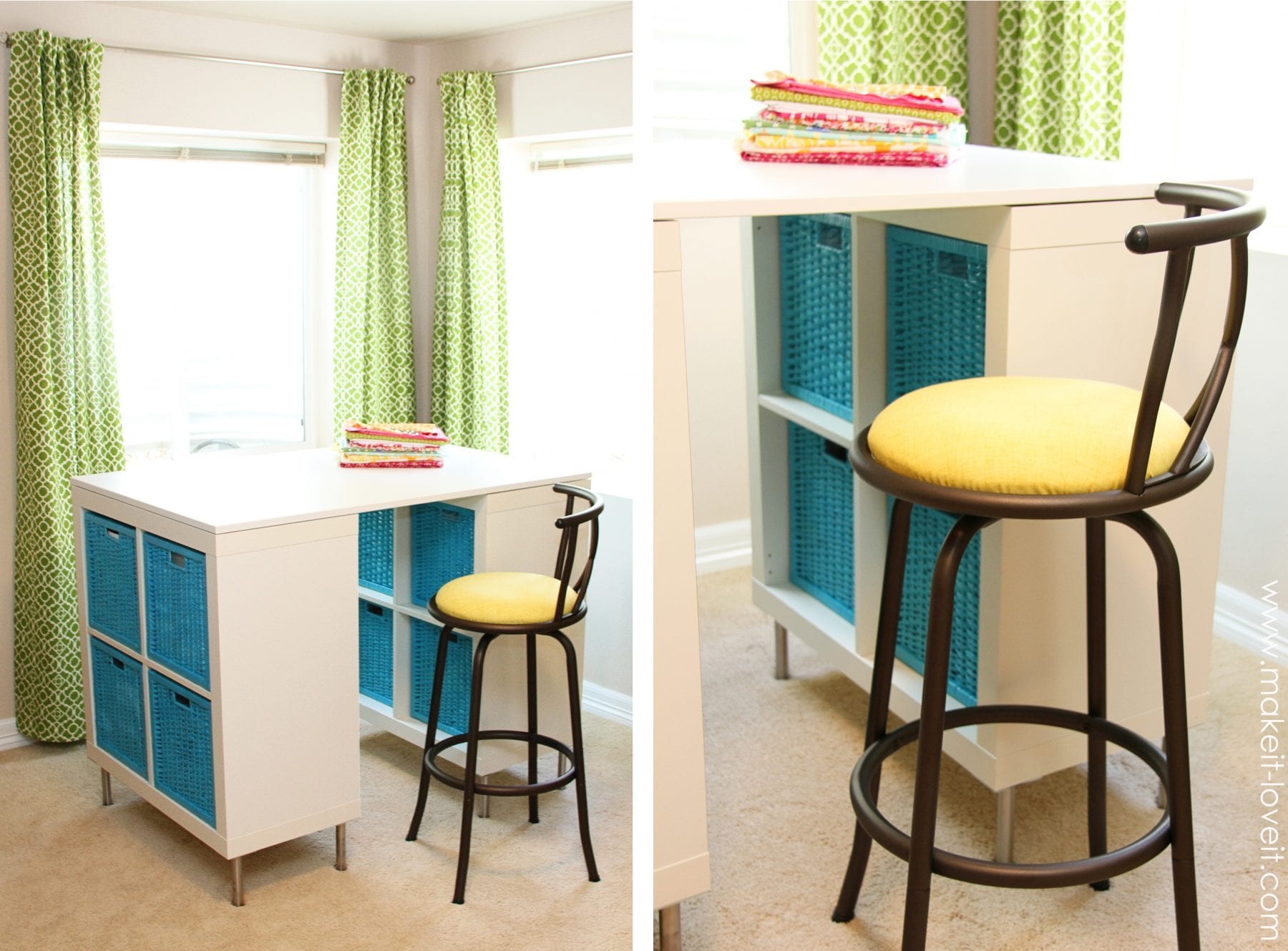 DIY Counter Height Craft Table With Storage - Color Me Crafty