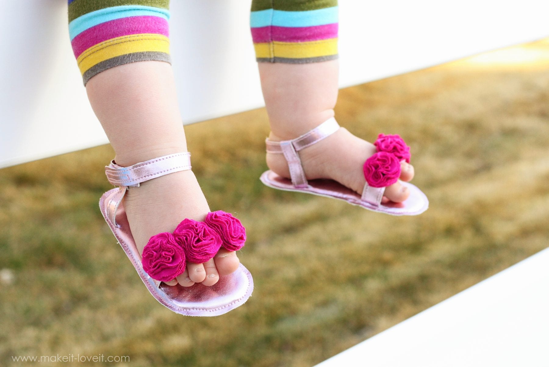 Baby Girl Flower Sandals a Simpler Version made with re purposed