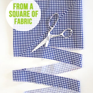 Cut a continuous strip of bias tape (from one square of fabric)