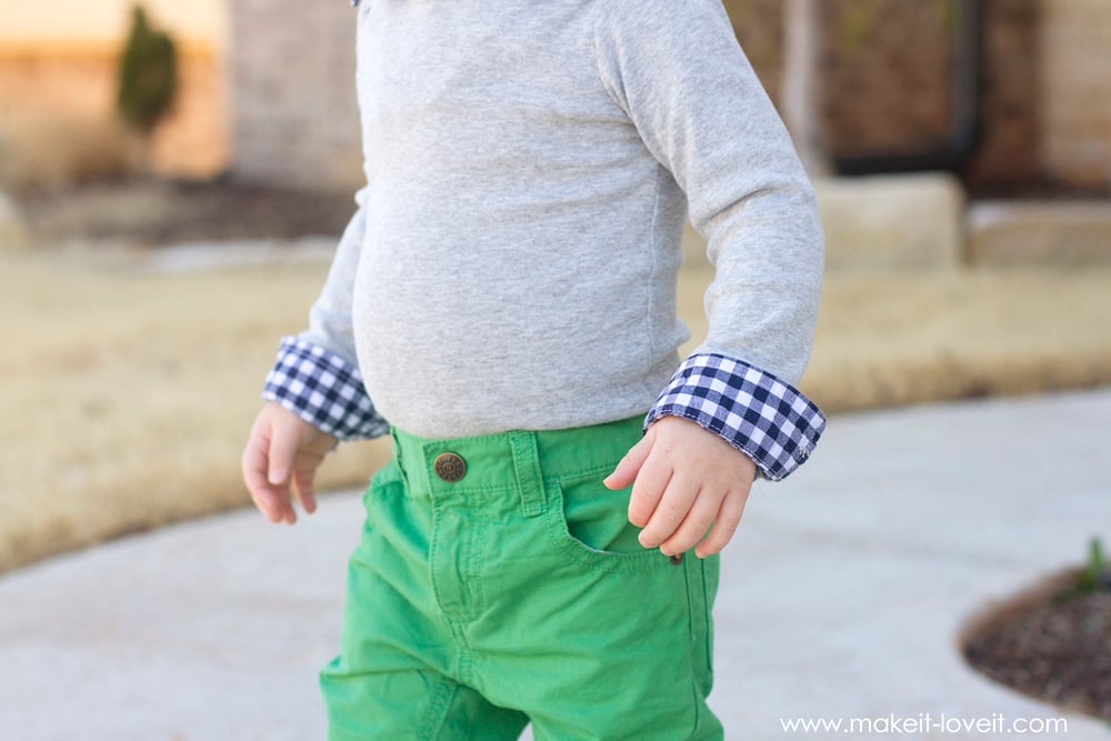 Make a 2-in-1 Preppy Shirt (from a onesie & outgrown button-up) | via Make It and Love It
