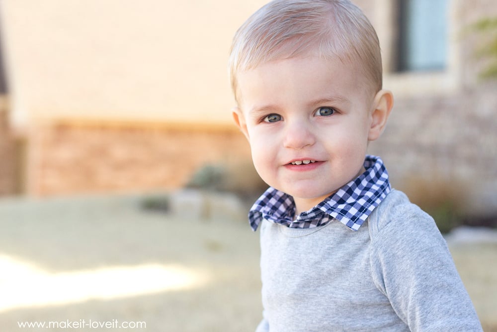 Make a 2-in-1 Preppy Shirt (from a onesie & outgrown button-up) | via Make It and Love It